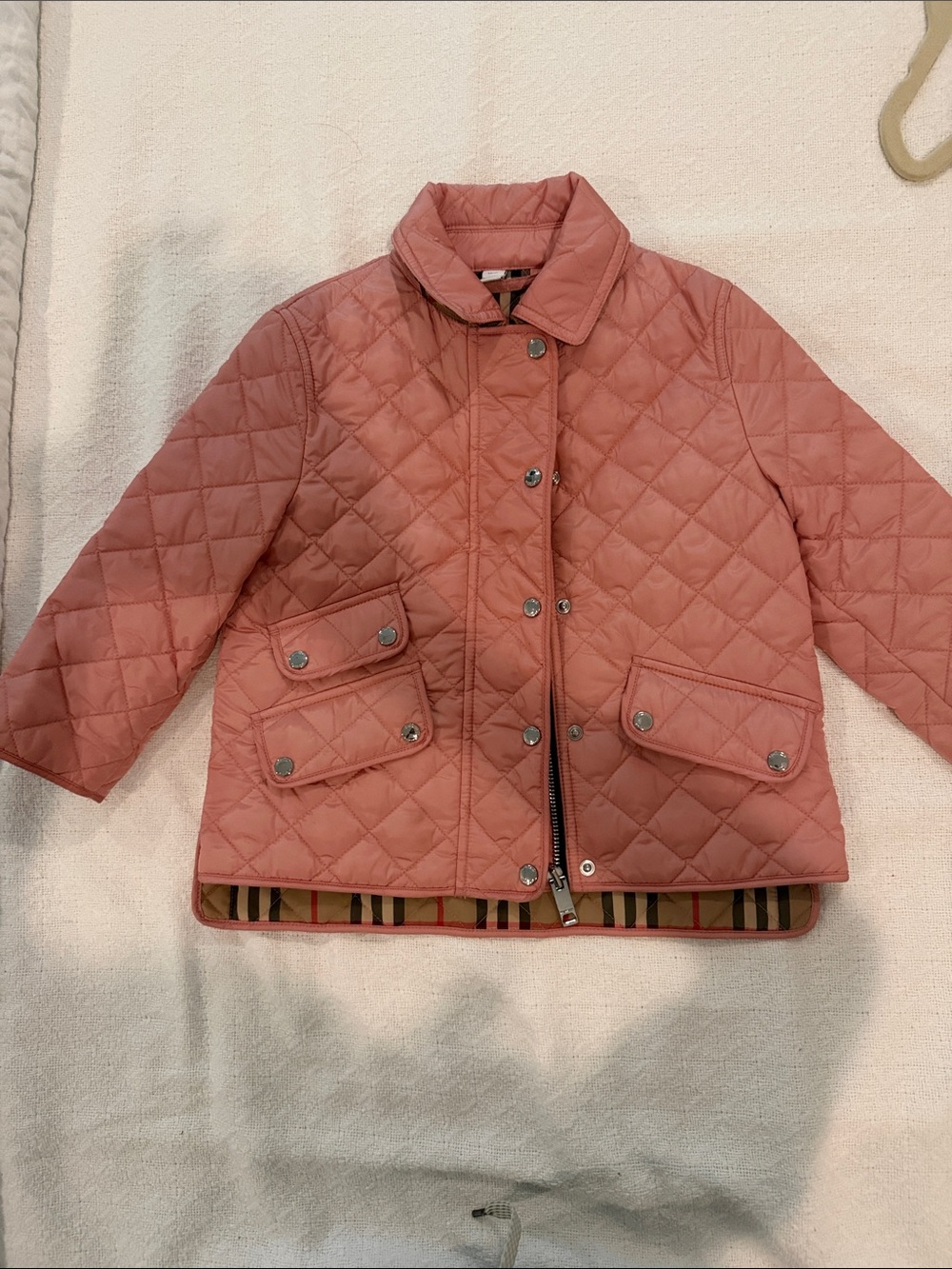 Burberry Kids Quilted Puffer Jacket in Dusty Rose